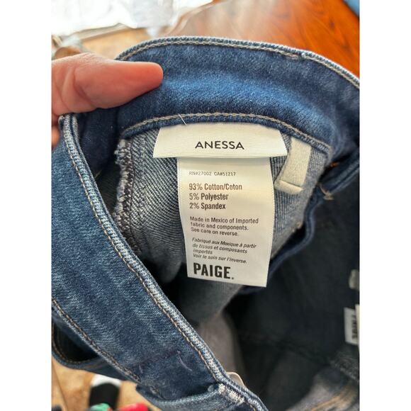 Paige Anessa Jeans High Waist Wide Leg Dark Wash Women's Petite 25 - Picture 5 of 9